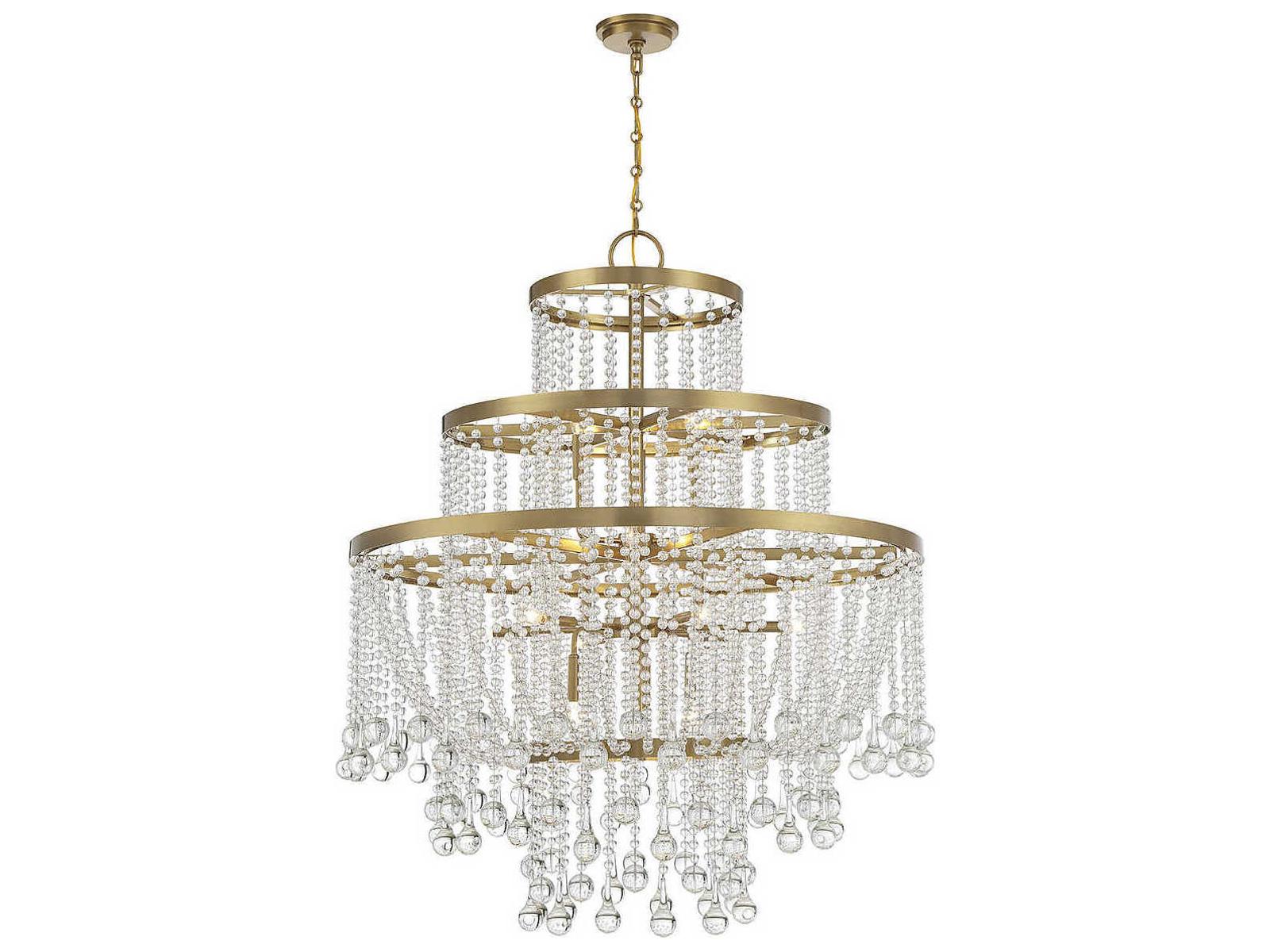 Savoy House Luna 15-Light Crystal Chandelier in Warm Brass