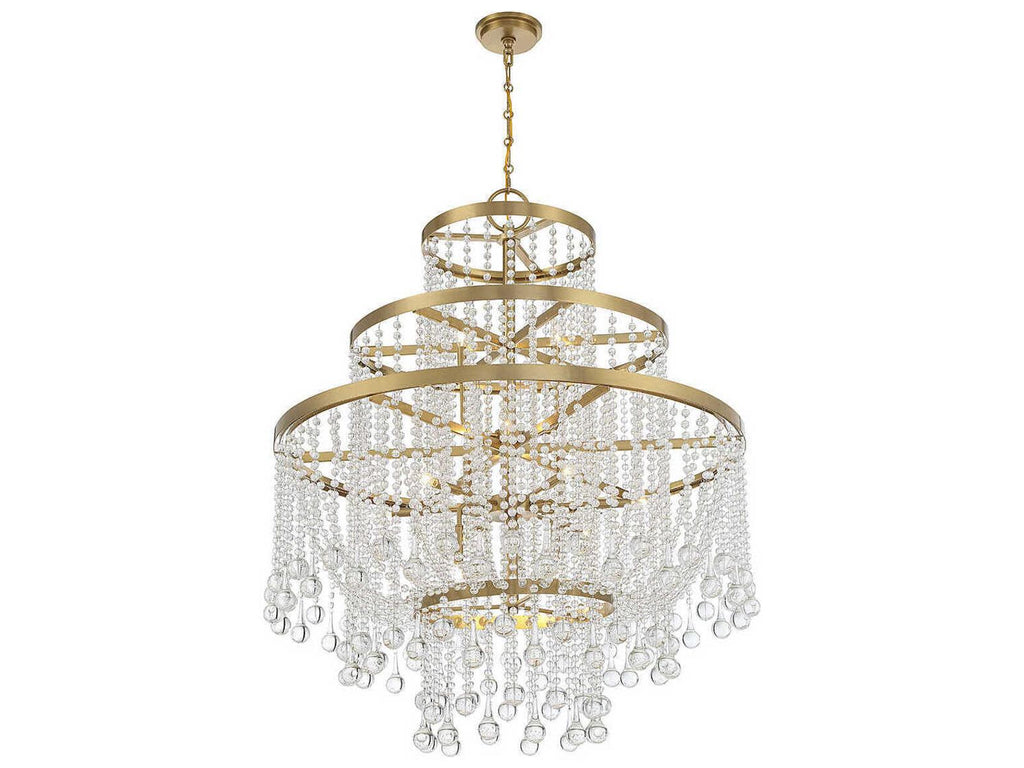 Savoy House Luna 15-Light Crystal Chandelier in Warm Brass