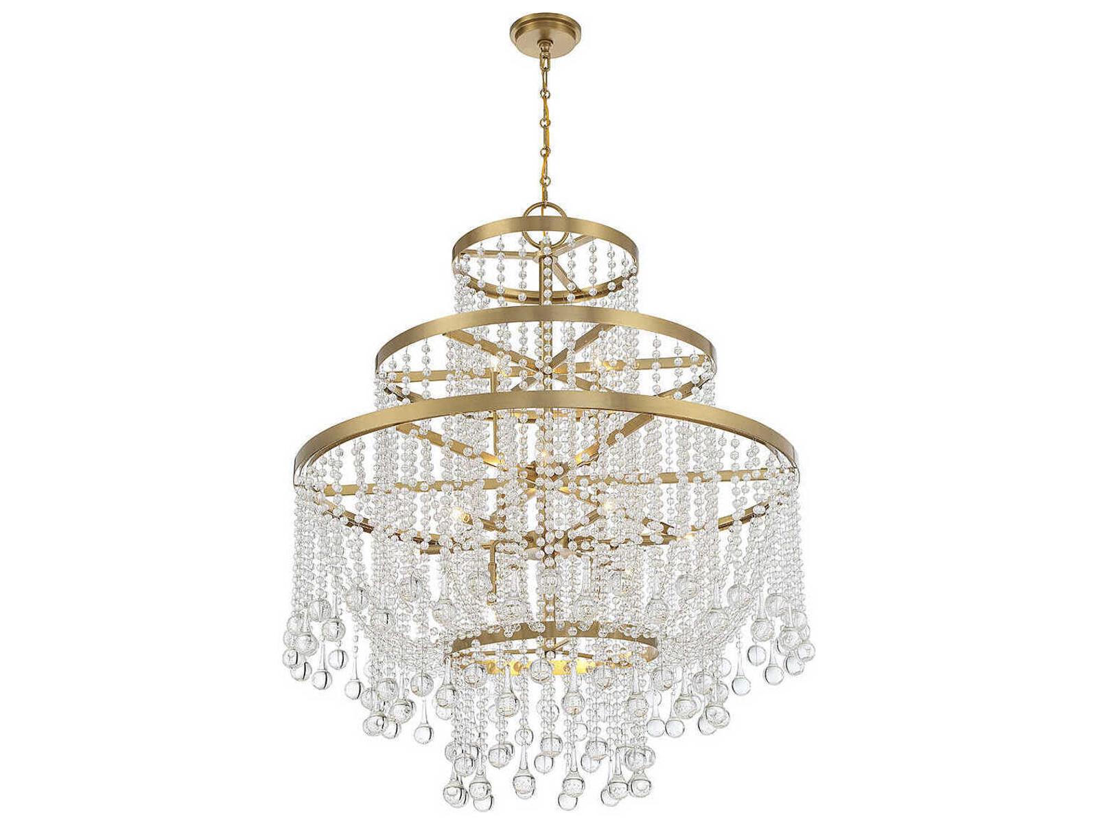 Savoy House Luna 15-Light Crystal Chandelier in Warm Brass