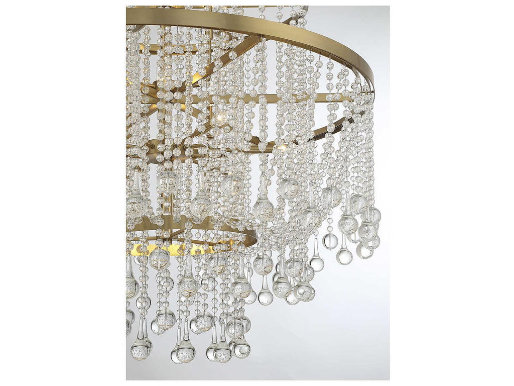Savoy House Luna 15-Light Crystal Chandelier in Warm Brass