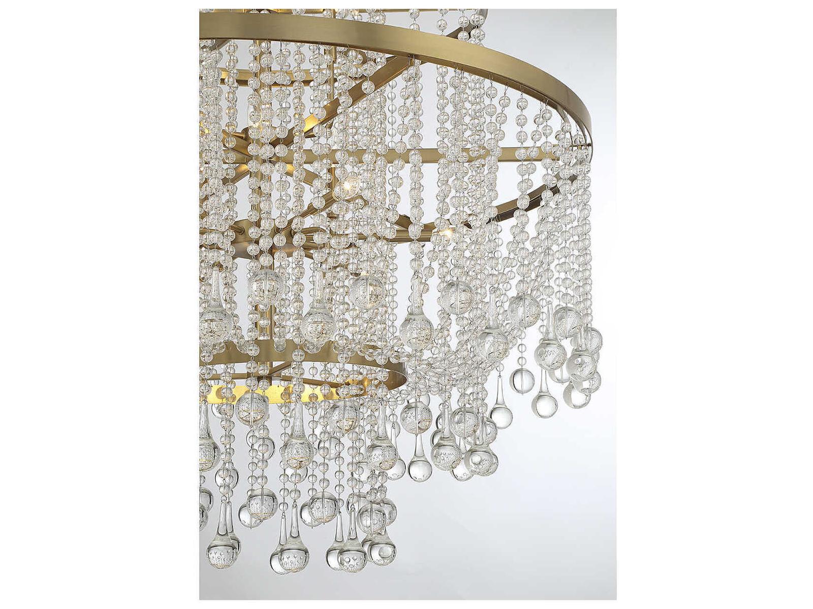 Savoy House Luna 15-Light Crystal Chandelier in Warm Brass