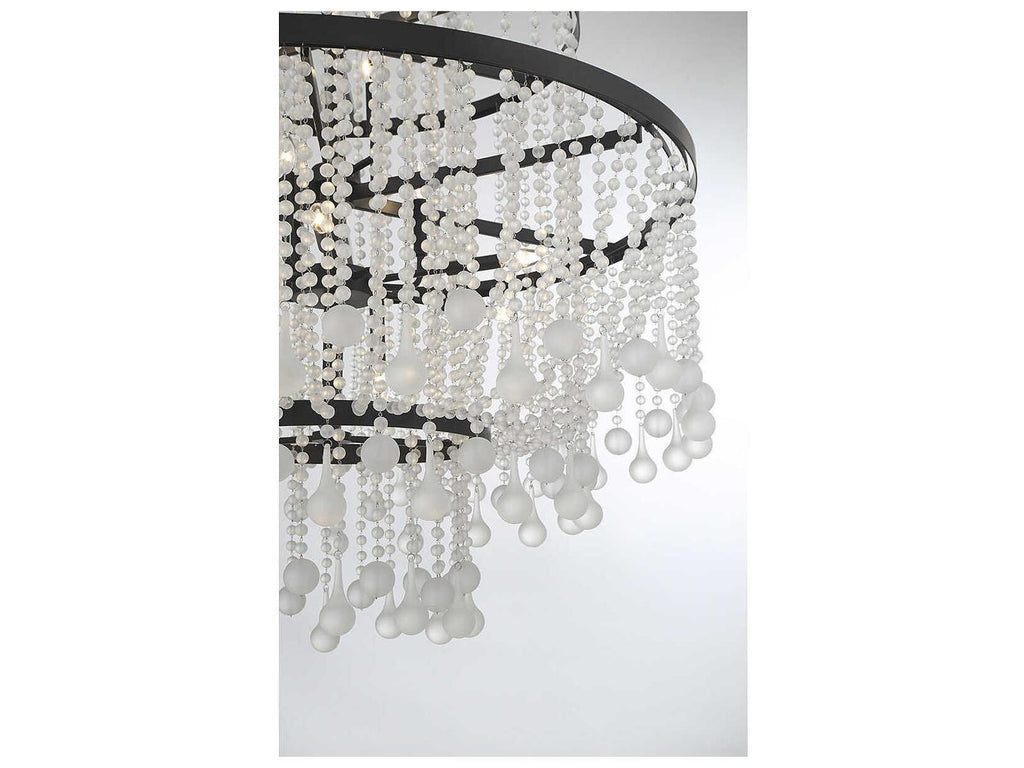 Savoy House Luna 15-Light Chandelier in Matte Black with Frosted Crystal