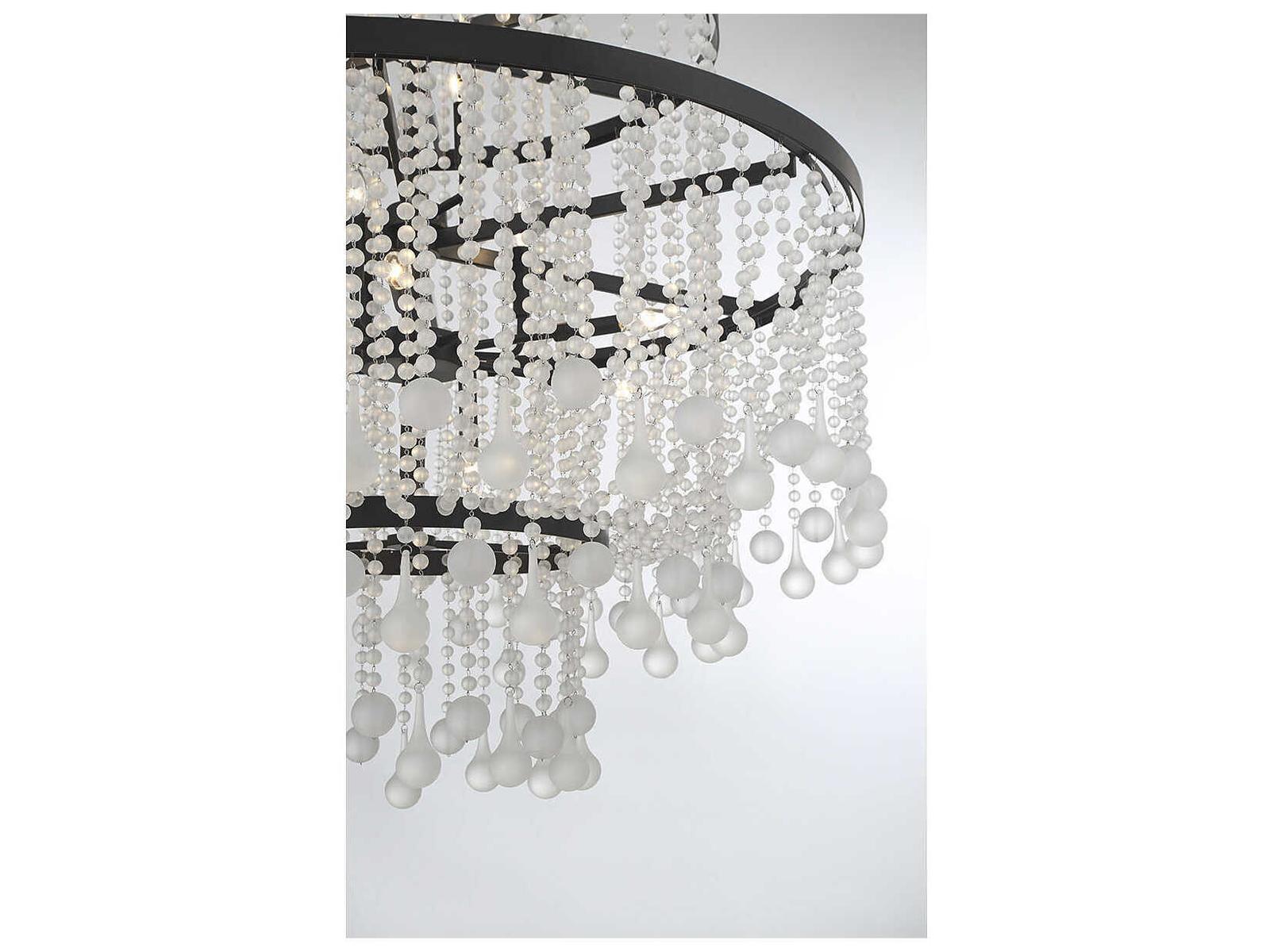 Savoy House Luna 15-Light Chandelier in Matte Black with Frosted Crystal