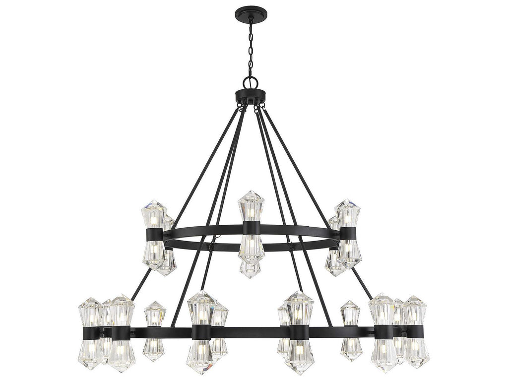Savoy House Dryden 36-Light LED Chandelier in Matte Black with Clear Crystal