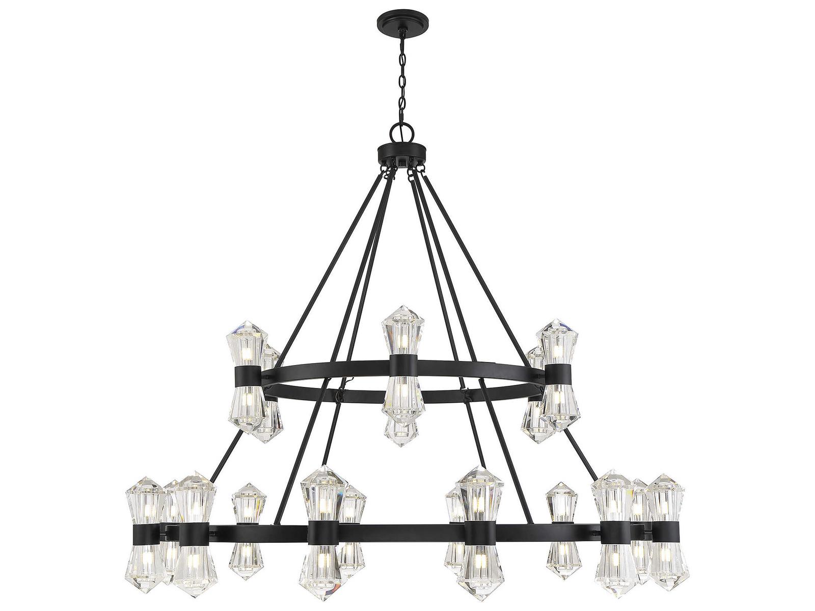 Savoy House Dryden 36-Light LED Chandelier in Matte Black with Clear Crystal