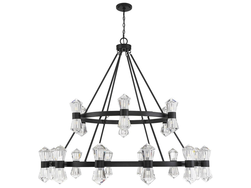 Savoy House Dryden 36-Light LED Chandelier in Matte Black with Clear Crystal