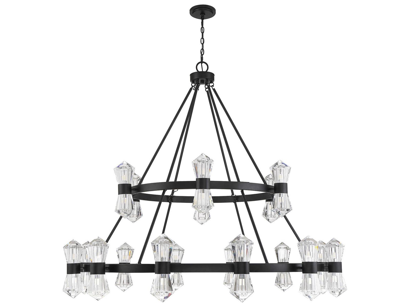 Savoy House Dryden 36-Light LED Chandelier in Matte Black with Clear Crystal