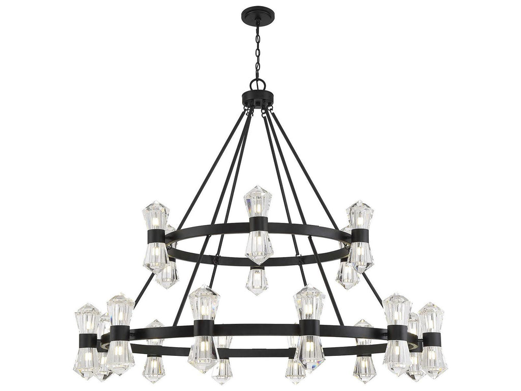 Savoy House Dryden 36-Light LED Chandelier in Matte Black with Clear Crystal