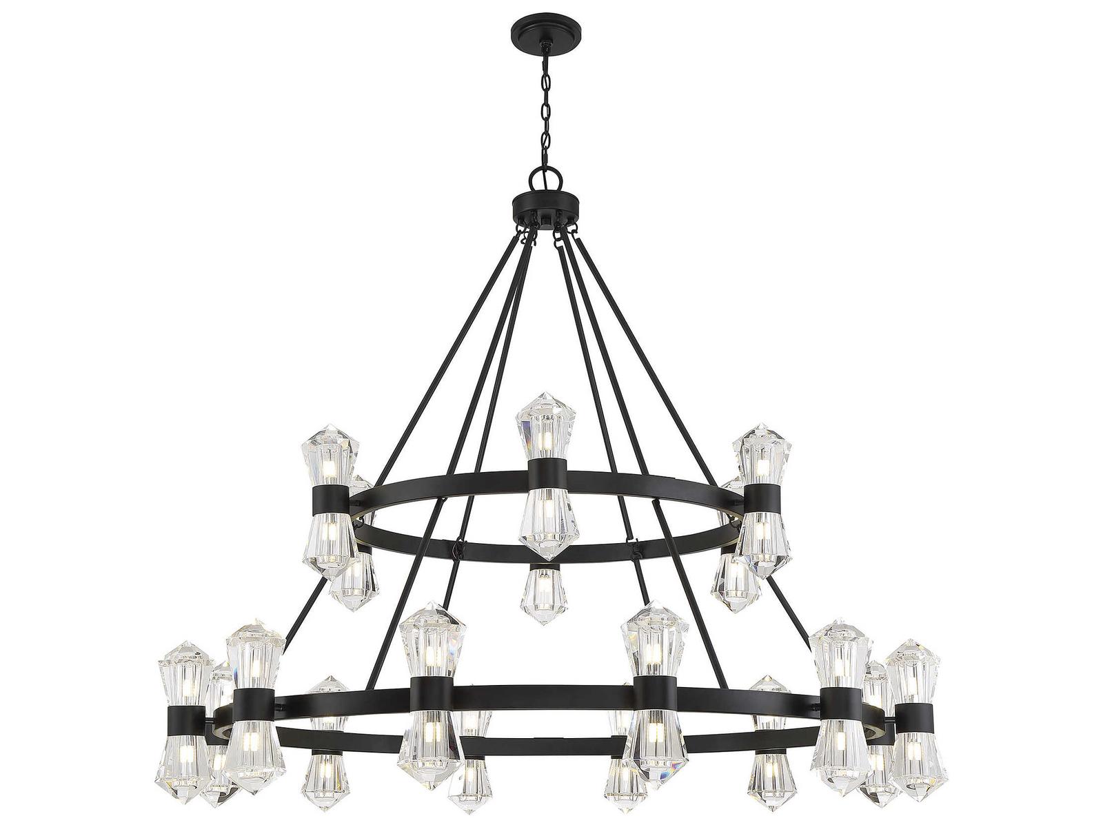 Savoy House Dryden 36-Light LED Chandelier in Matte Black with Clear Crystal