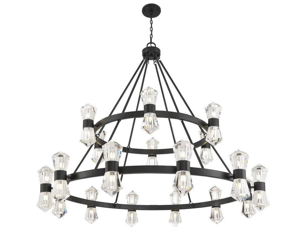 Savoy House Dryden 36-Light LED Chandelier in Matte Black with Clear Crystal