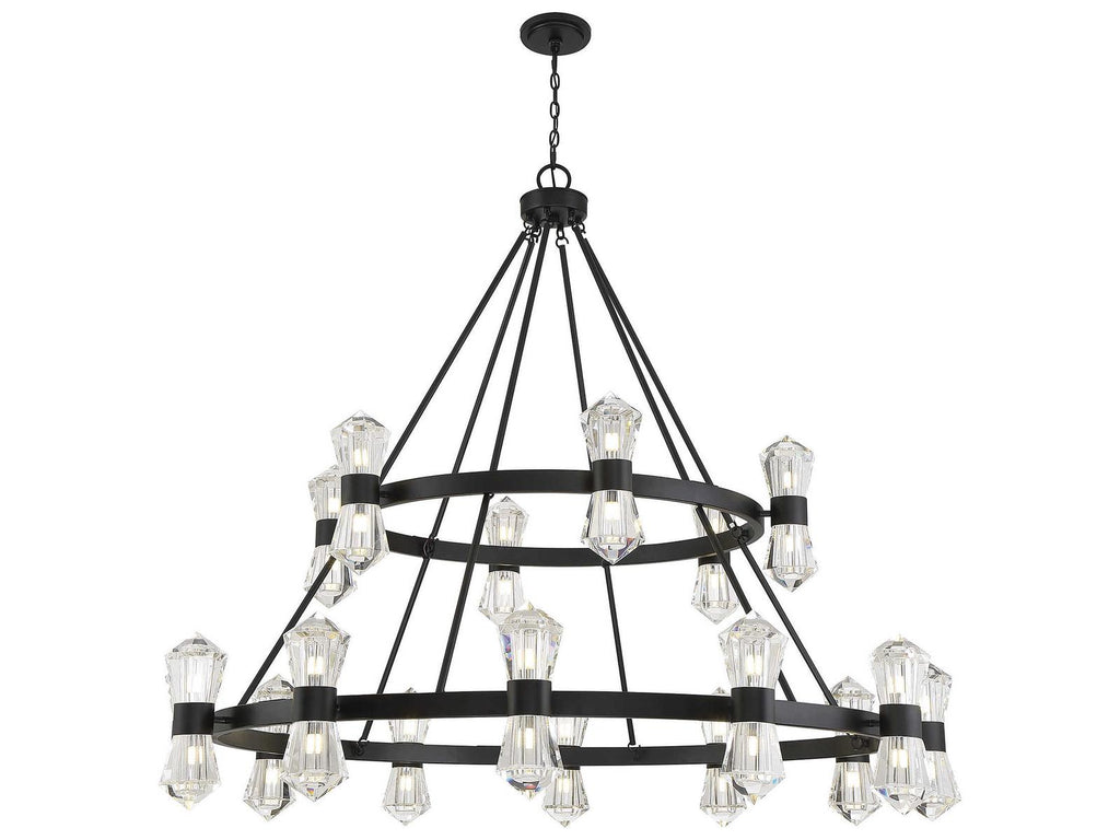 Savoy House Dryden 36-Light LED Chandelier in Matte Black with Clear Crystal