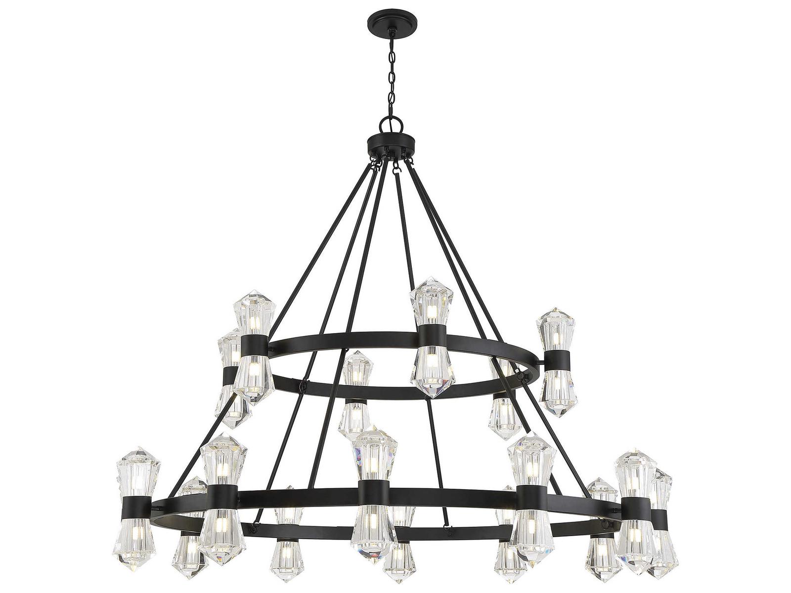 Savoy House Dryden 36-Light LED Chandelier in Matte Black with Clear Crystal
