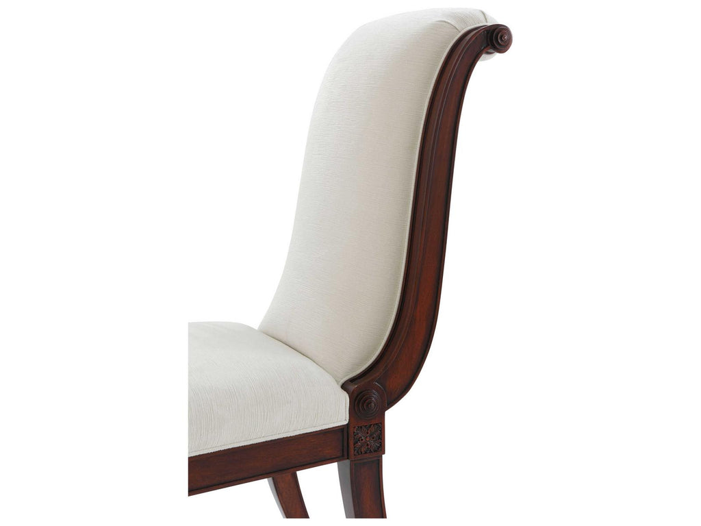 English Cabinet Maker Mahogany Wood Brown Upholstered Side Dining Chair