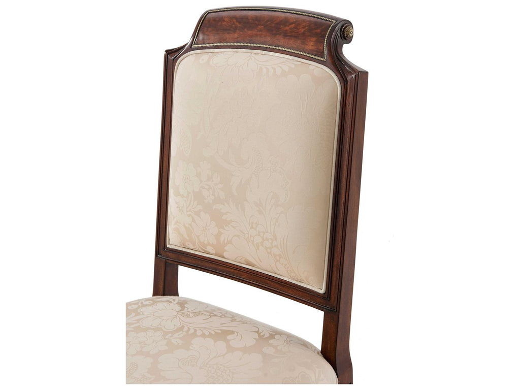 English Cabinet Maker Mahogany Wood Brown Upholstered Side Dining Chair