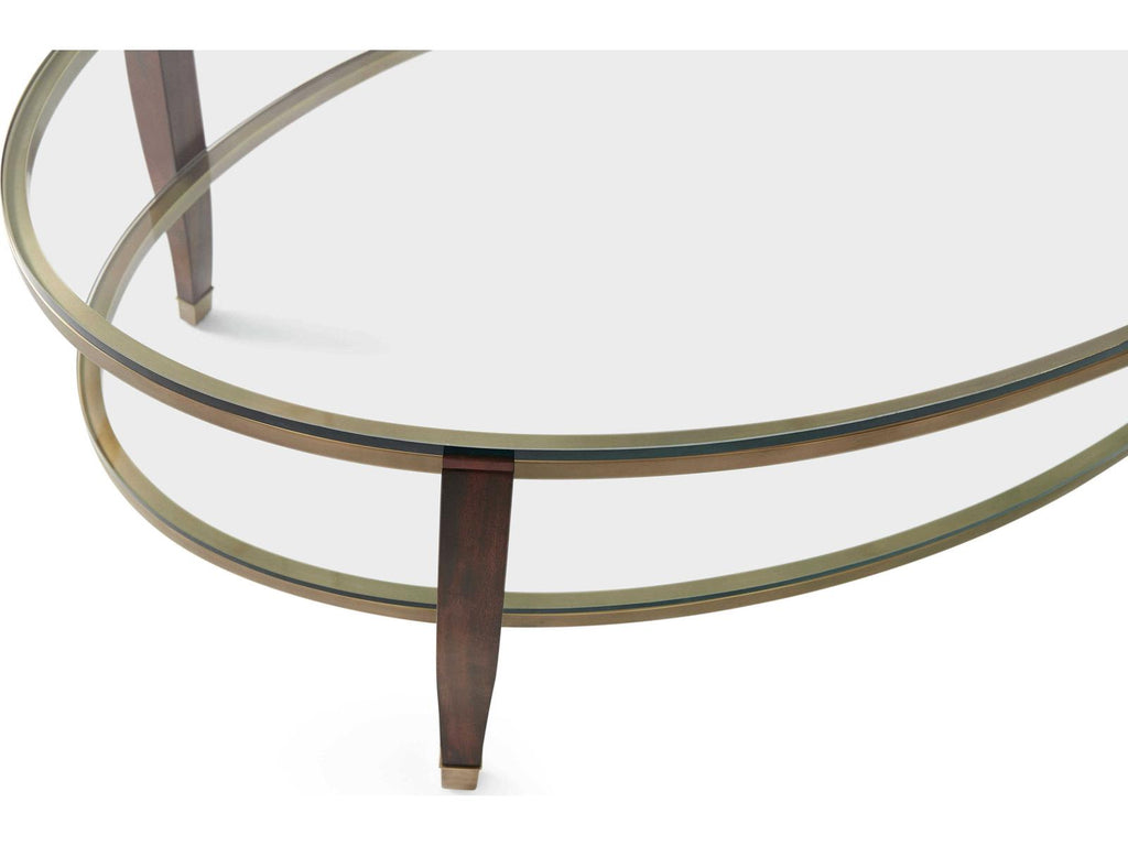Seeing Double Oval Coffee Table with Glass and Brass Tiers