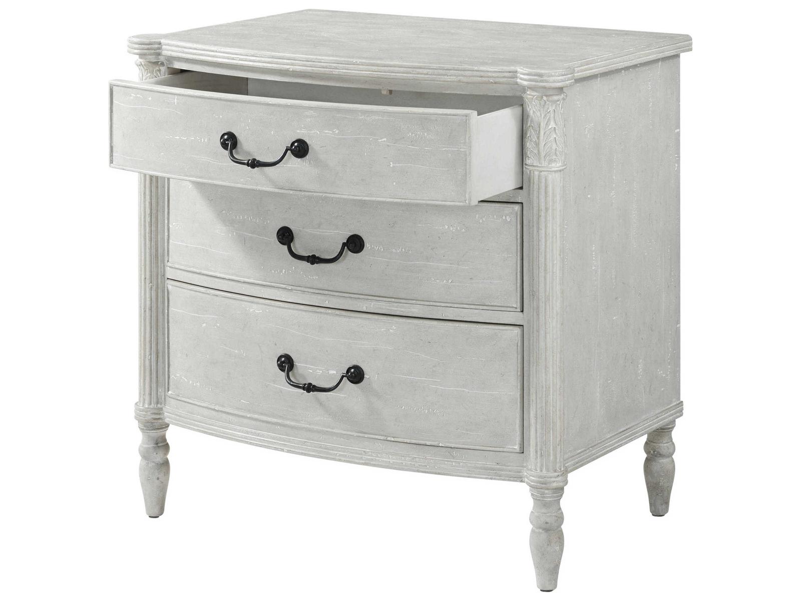 The Middleton 3-Drawer Nightstand in Limewash Faux Grey Marble