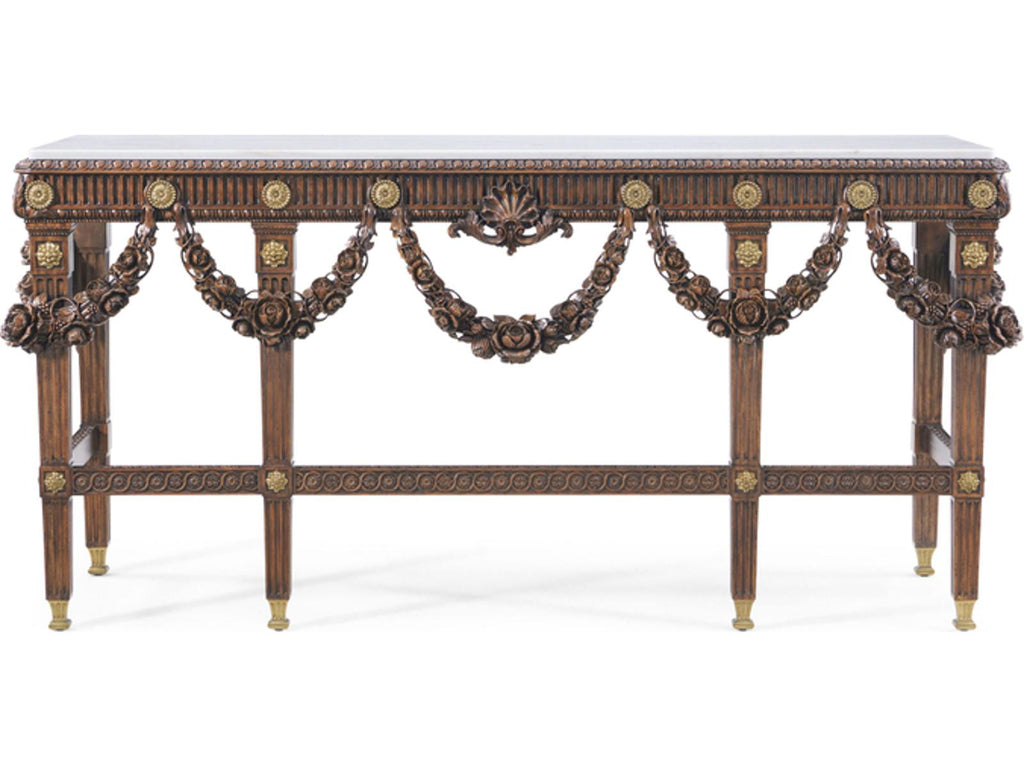 Welwyn Althorp Living History Console Table in Heirloom Finish with Marble Top