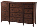 Naseby Reclaimed Oak Veneer and Mahogany Dresser with Brass Pulls