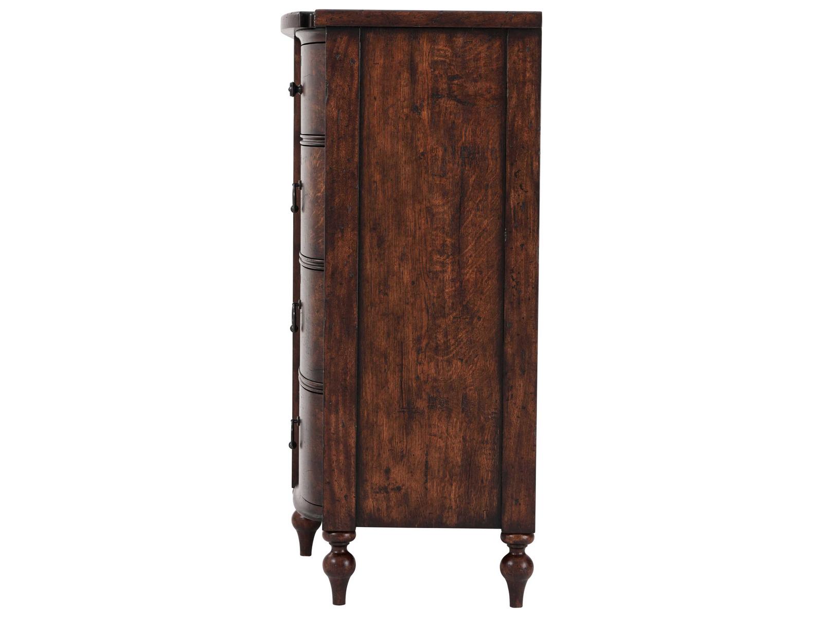 Naseby Reclaimed Oak Veneer and Mahogany Dresser with Brass Pulls