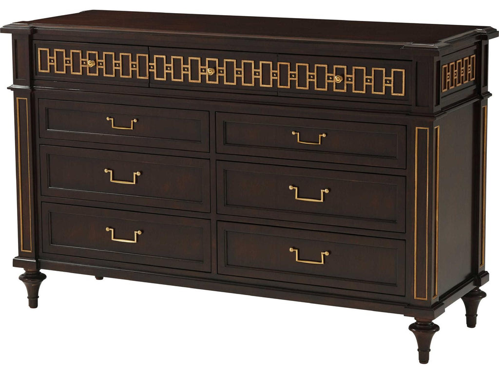 Alexa Hampton McCombs 9-Drawer Dresser in Cambridge with Gold Details
