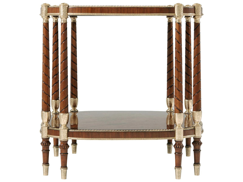The Timothy Side Table in Golden Madrone Burl and Brass