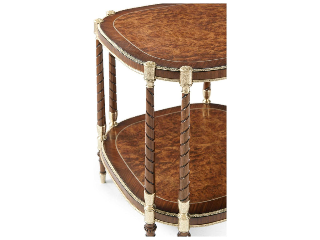 The Timothy Side Table in Golden Madrone Burl and Brass