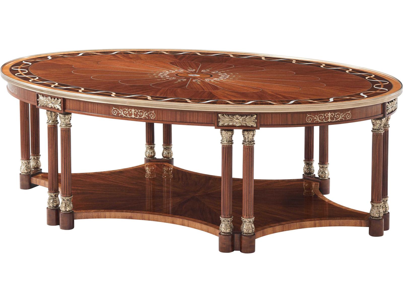 Paulette Rectangle Cocktail Table II in Mahogany and Brass