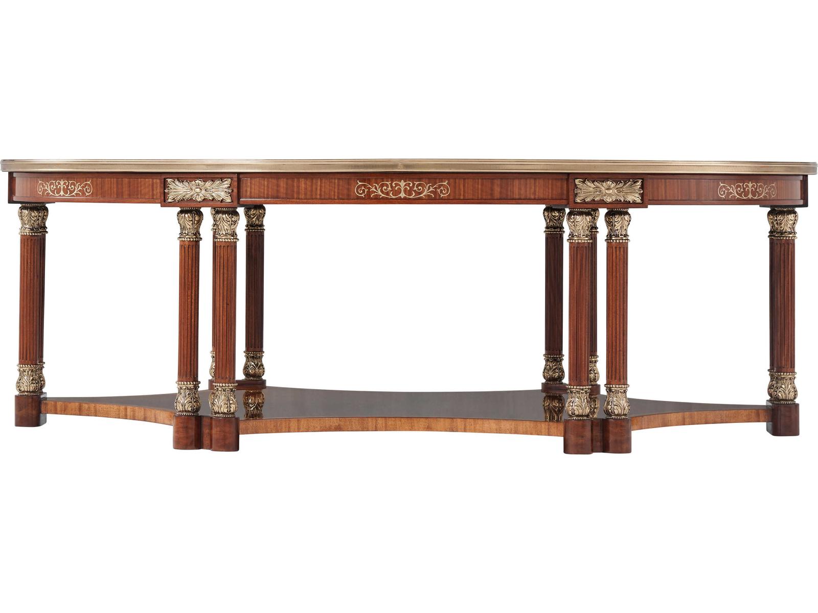 Paulette Rectangle Cocktail Table II in Mahogany and Brass