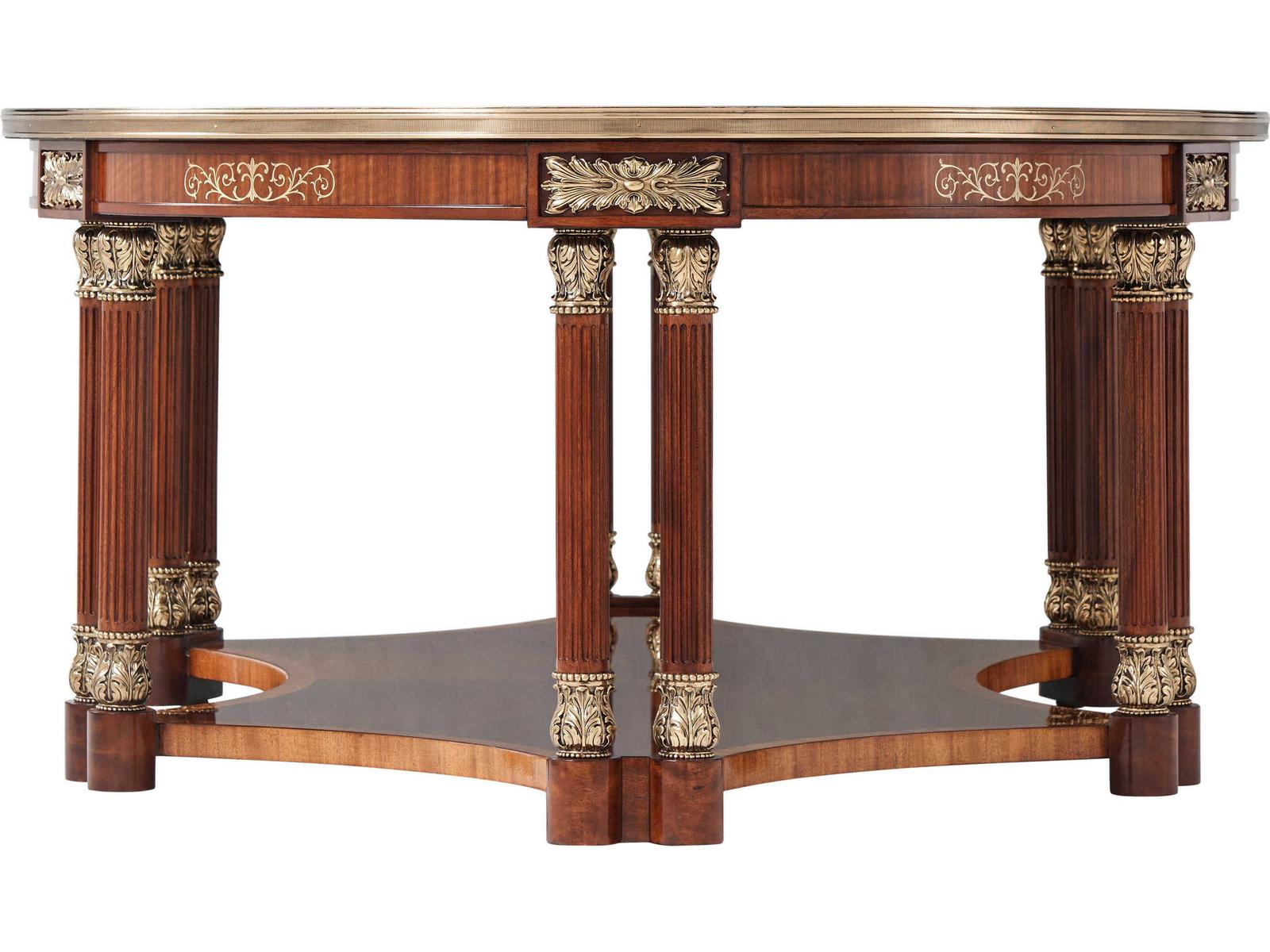 Paulette Rectangle Cocktail Table II in Mahogany and Brass