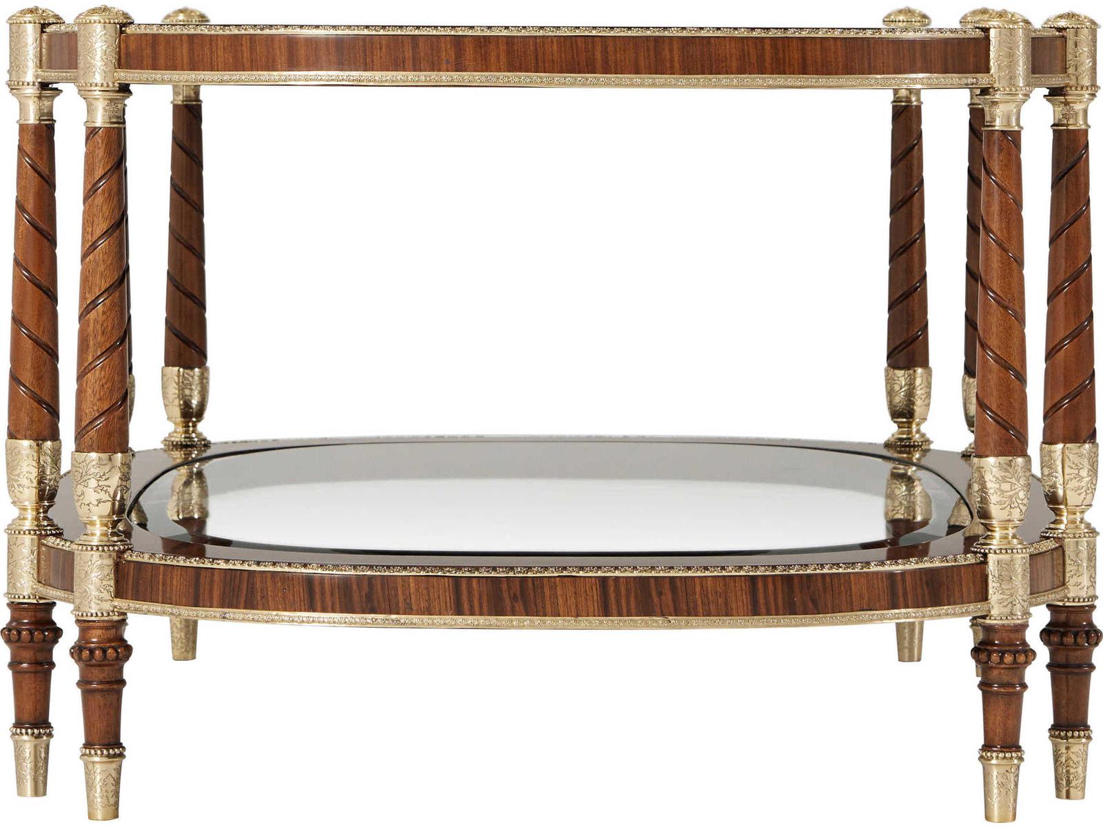 Stephen Church The Timothy Oval Coffee Table in Brass and Burl Wood