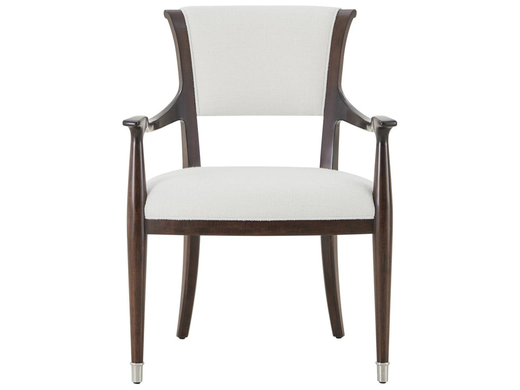 Spencer London Solid Wood Brown Upholstered Arm Dining Chair