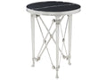 Spencer London Round End Table with Marble Top and Nickel Plated Finish