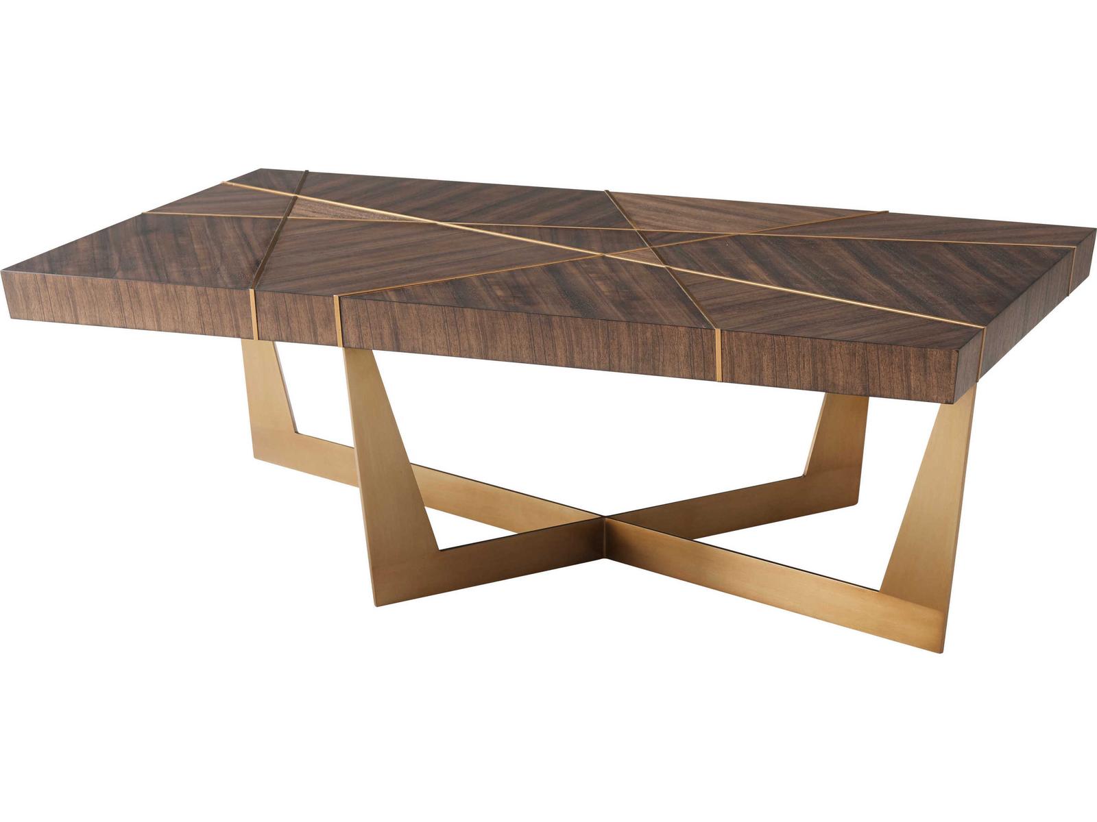 Calais Rectangular Coffee Table with Paldao Veneer and Brass