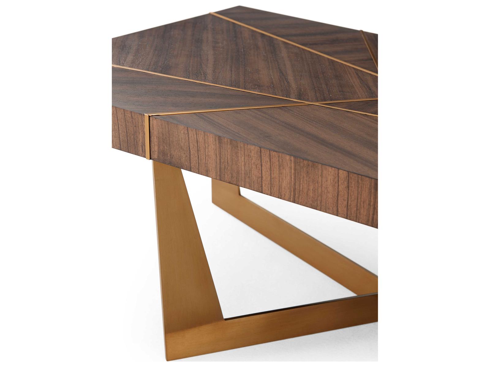 Calais Rectangular Coffee Table with Paldao Veneer and Brass