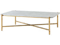 Kesden Rectangle Coffee Table White Marble and Satin Bronze