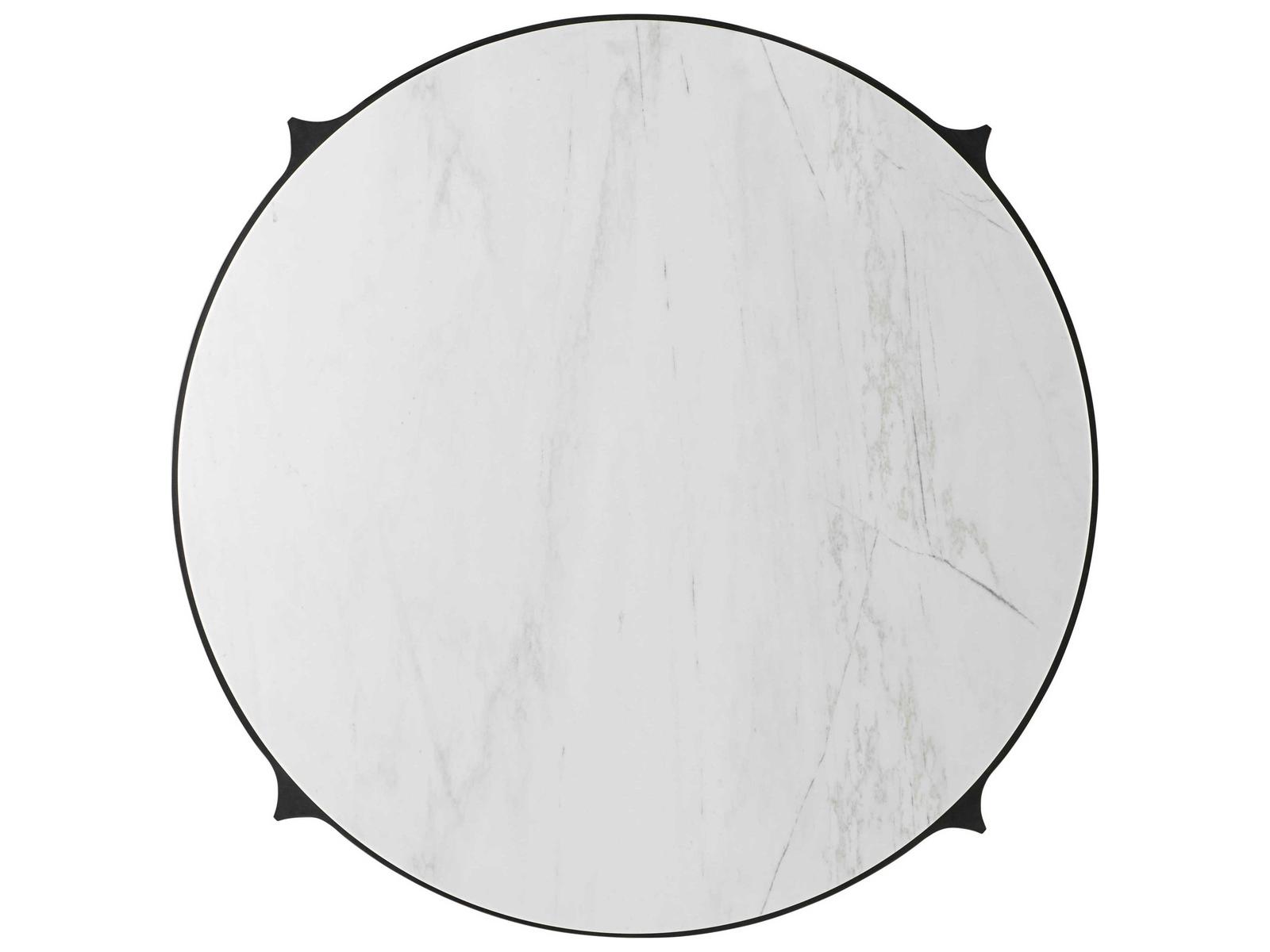Rome Round Coffee Table in Romulus Finish with White Marble Top