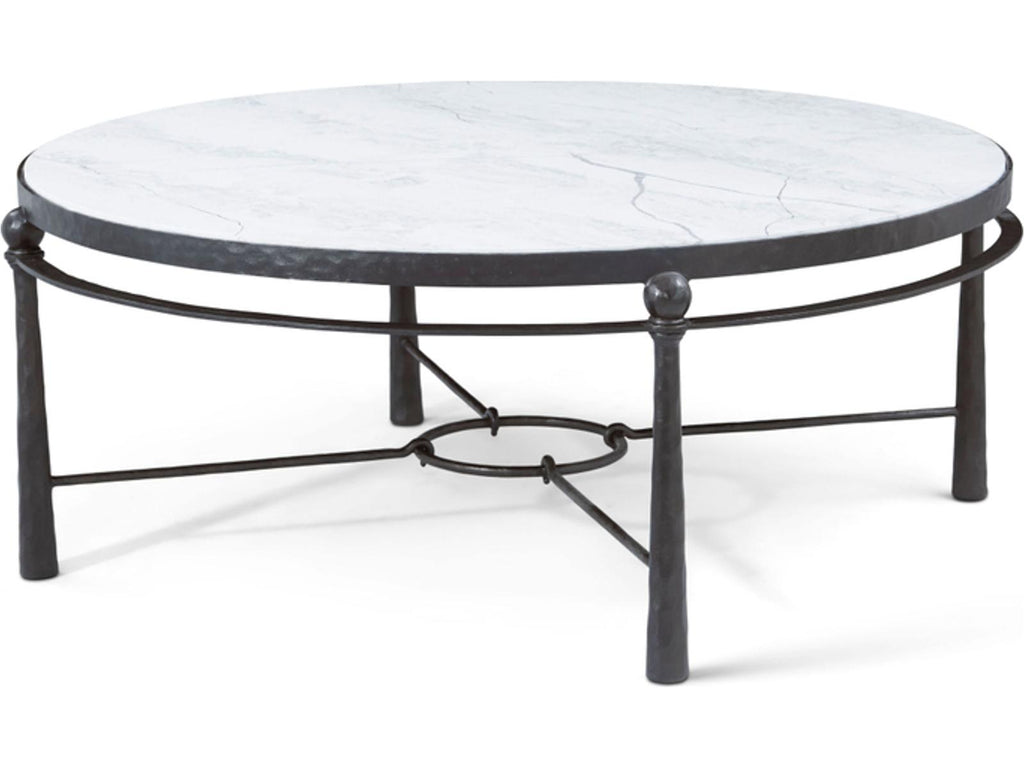 Spencer London Round Metal Cocktail Table with Quartz Top