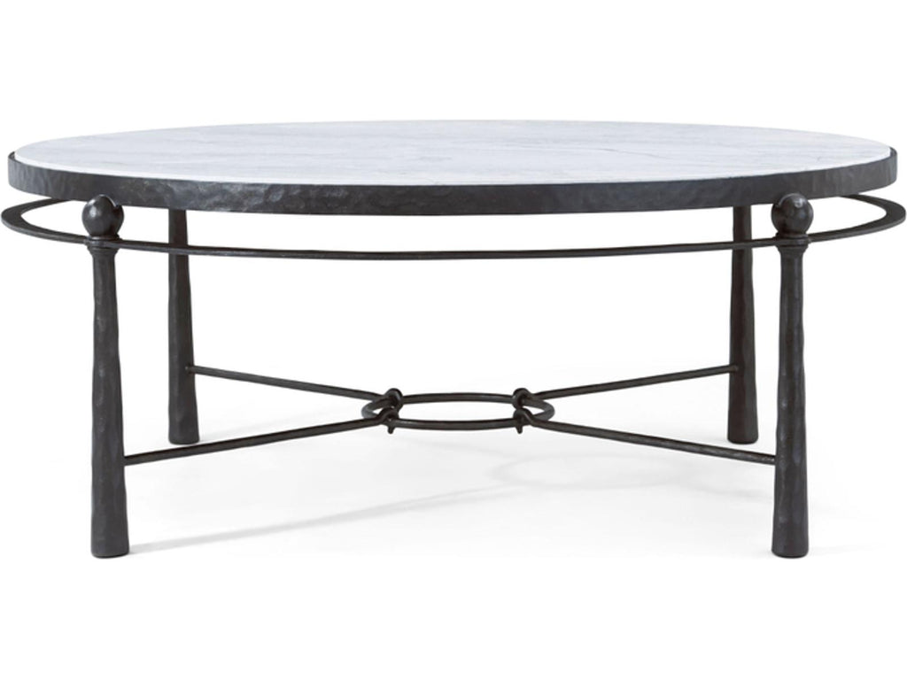 Spencer London Round Metal Cocktail Table with Quartz Top