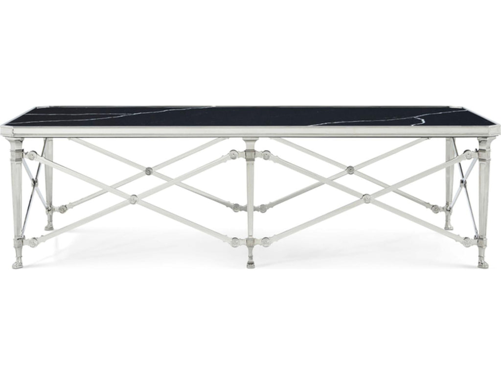 Spencer London Rectangle Coffee Table Nickel Plated Brass with Quartz Top