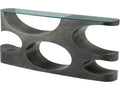 Essence Rectangle Glass Top Metal Console Table Volcanic Finish