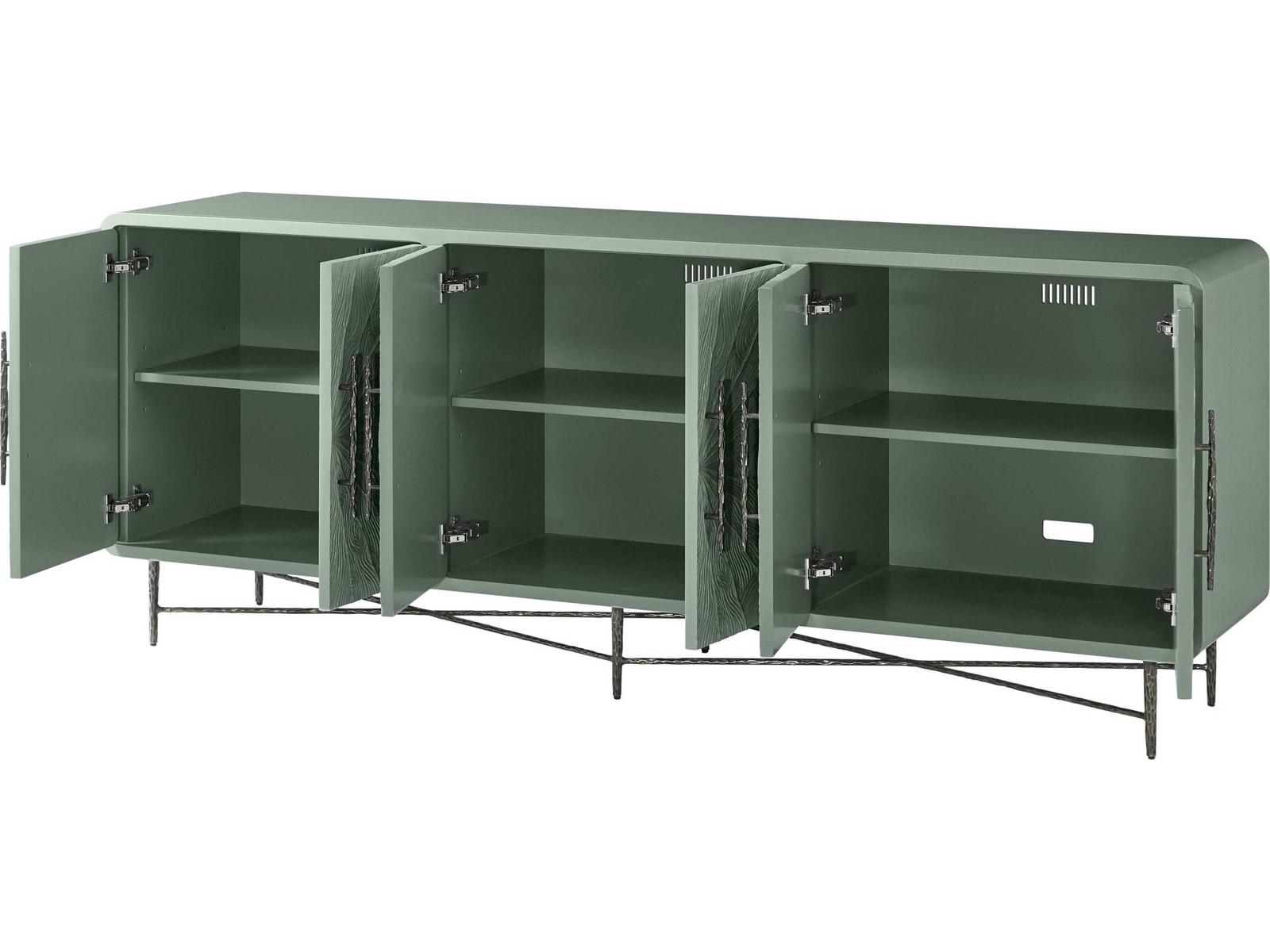 Essence Media Cabinet with Sunburst Pattern and Metal Base