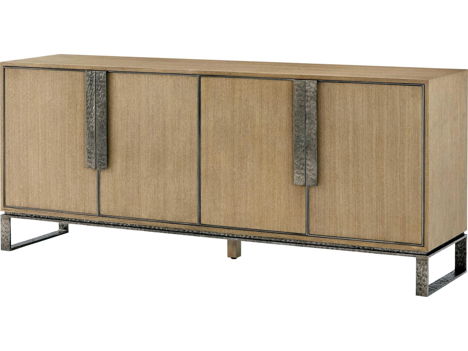 Essence Blonde Oak Media Cabinet with Aluminum Sled Base