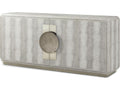 Spencer St. James Credenza with Crocodile Embossed Leather in Argento and Deep Brown Finish