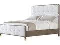 Judith Leiber Couture King Upholstered Panel Bed in White with Mink Finish