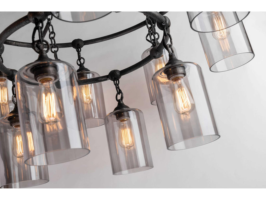 Troy Lighting 20-Light Gotham Tiered Chandelier in Aged Pewter