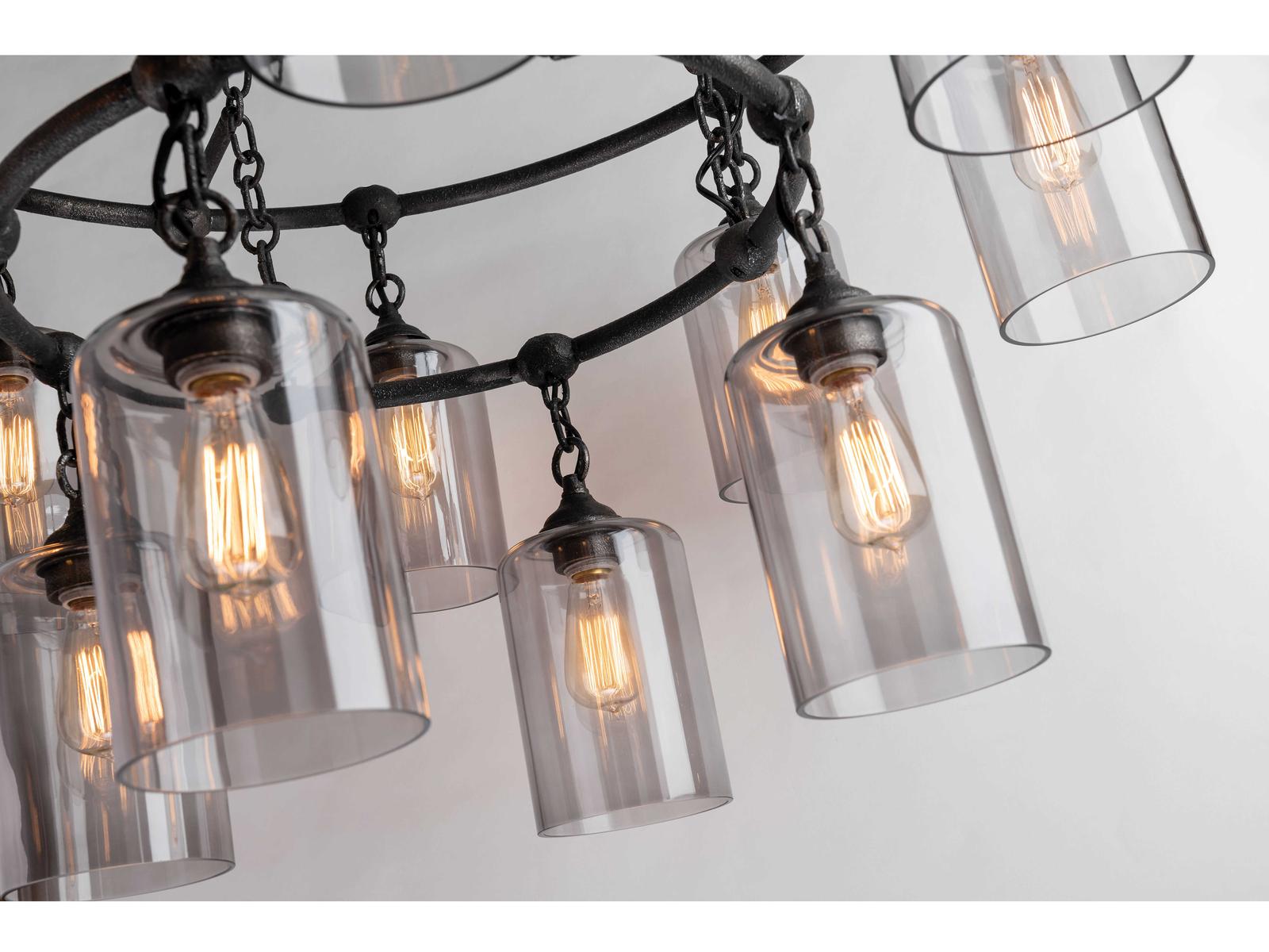 Troy Lighting 20-Light Gotham Tiered Chandelier in Aged Pewter