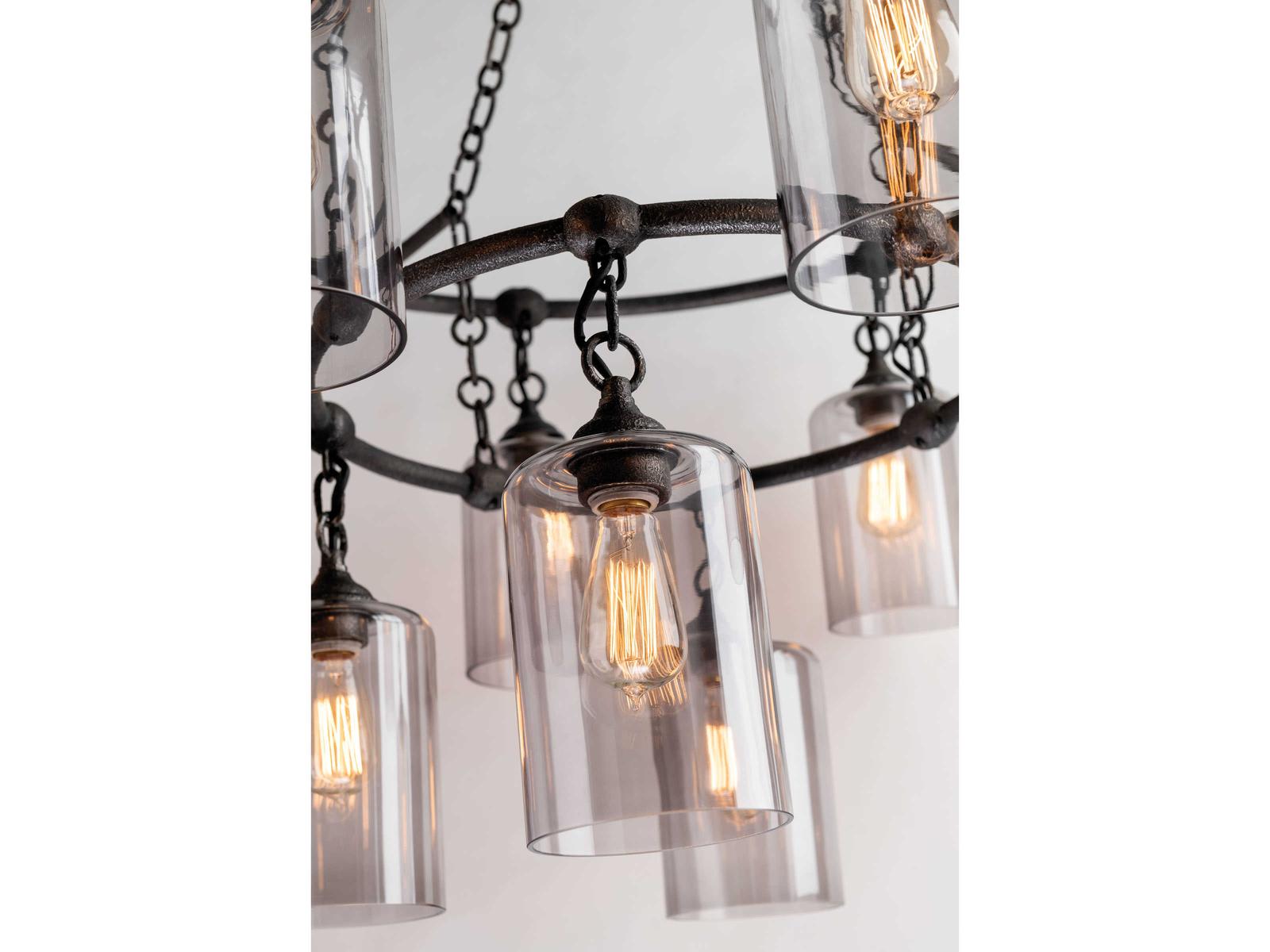 Troy Lighting 20-Light Gotham Tiered Chandelier in Aged Pewter