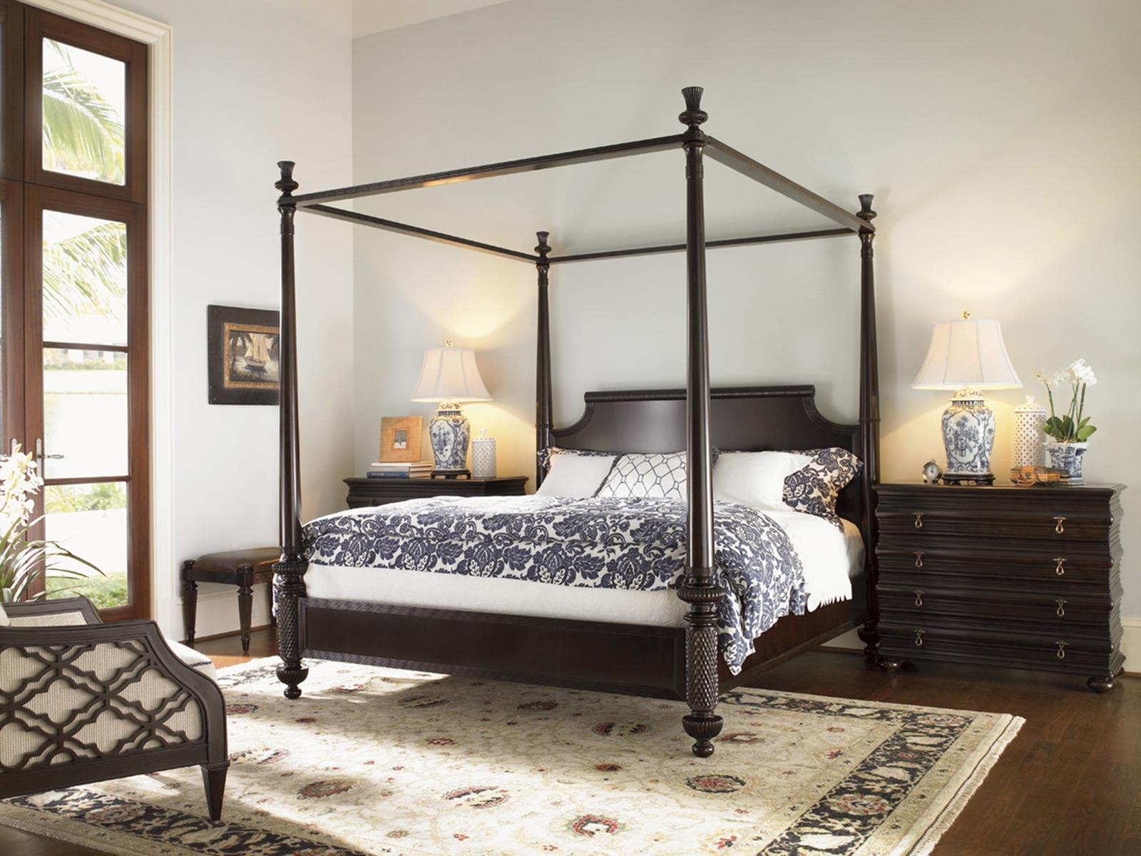Royal Kahala Diamond Head King Canopy Bed in Kona Finish