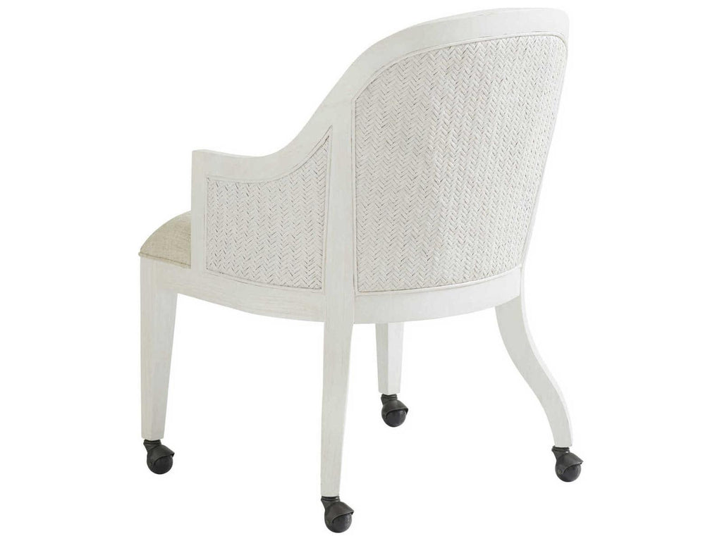 Home Ocean Breeze Bayview Upholstered Dining Armchair with Casters in Caribbean Sands