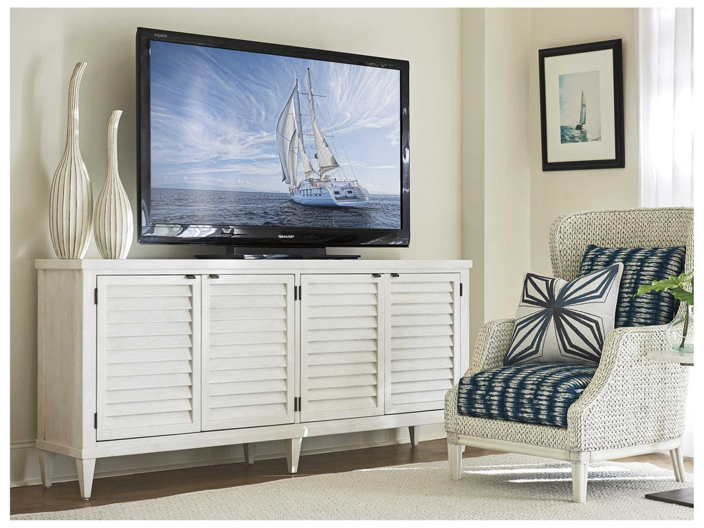 Ocean Breeze Lantern Bay Media Console in Shell White